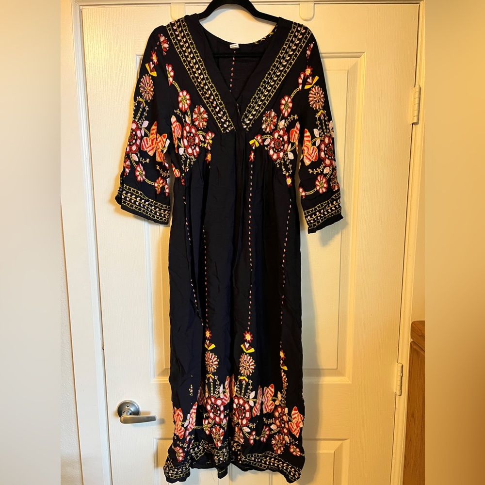 Printed embroidered dress
